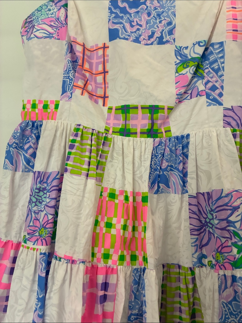 Lilly Pulitzer Patchwork Mini Dress in White, Pink, Blue, Green - Picture 2 of 5